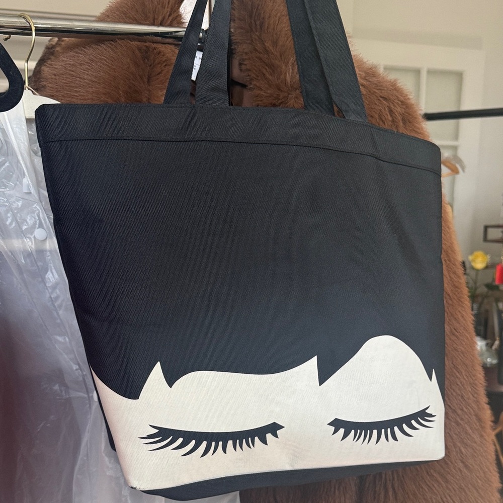 Lulu Guinness Black and Cream Eyelash Tote